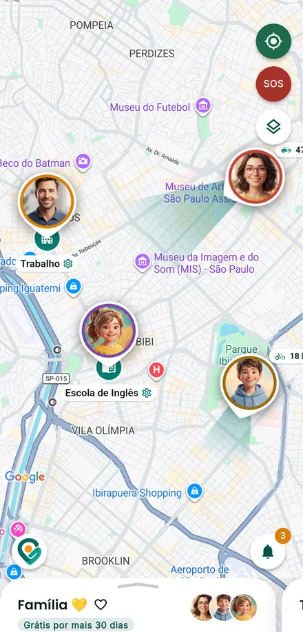 Tela inicial do Gotyu com o mapa e as pessoas do círculo